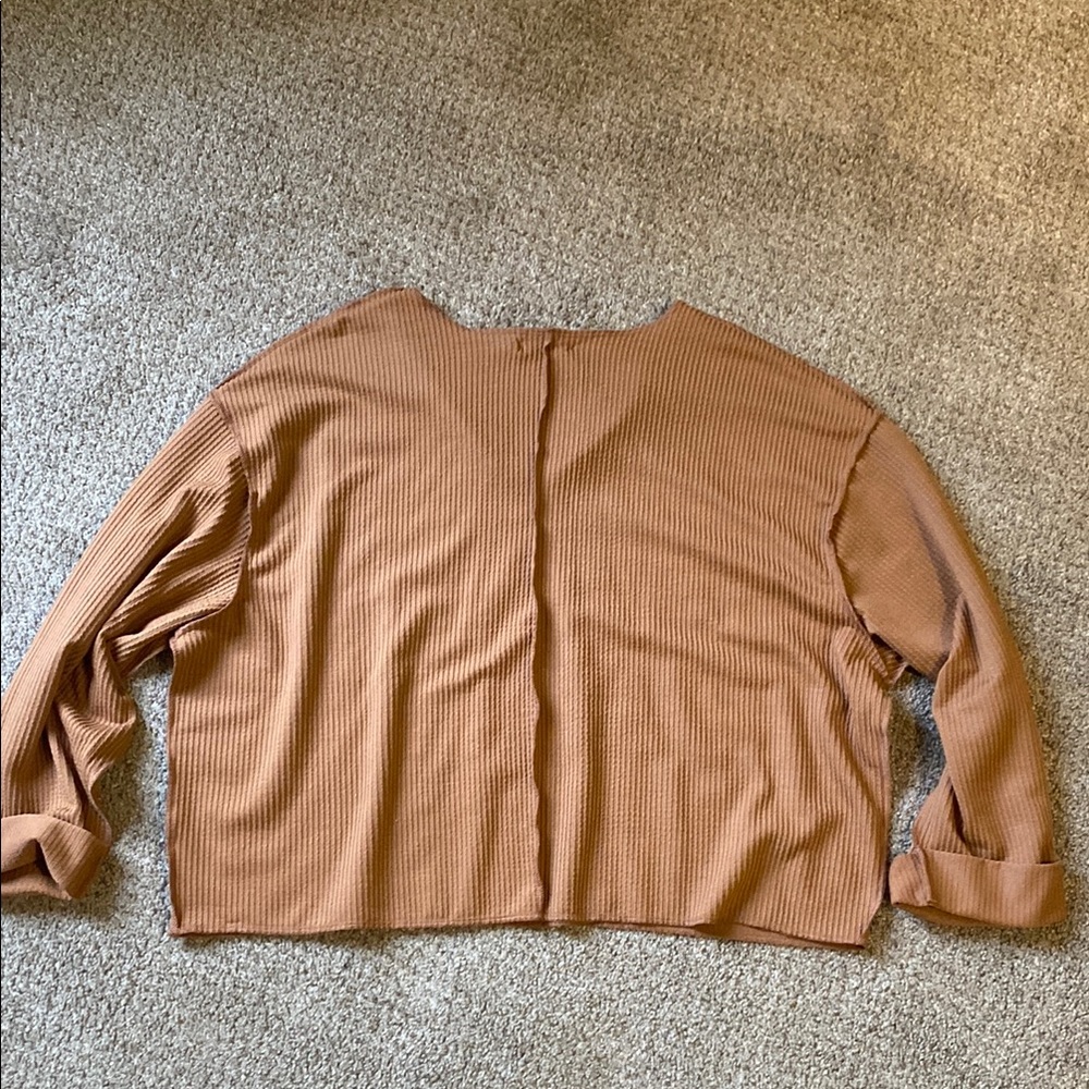 Women's Tan Ribbed Top - Picture 6 of 6